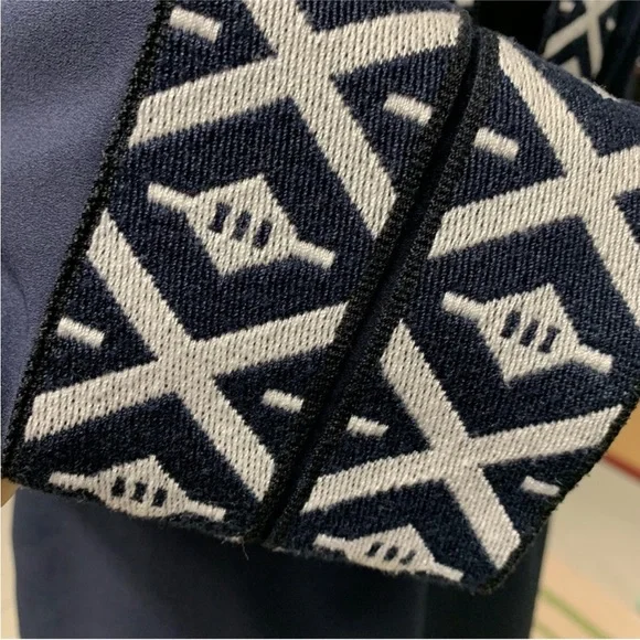 TORY BURCH NAVY EMBROIDERED TAPED TUNIC - Picture 11 of 12